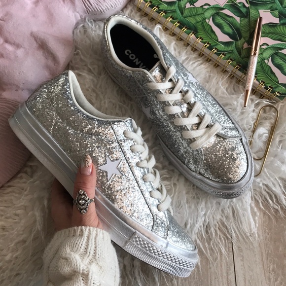 NWT Converse ID Custom Silver Glitter - Picture 6 of 8
